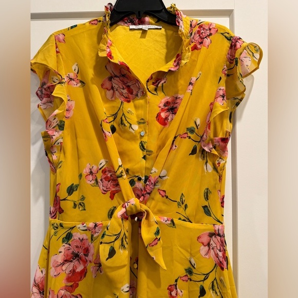 Julia Jordan midi yellow floral dress with ruffle collar - Picture 4 of 9